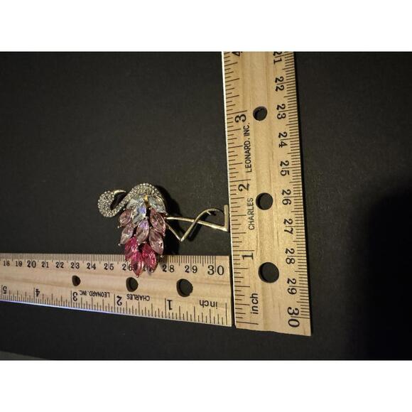 Vintage Flamingo Brooch with Colorful Crystals - Picture 2 of 3